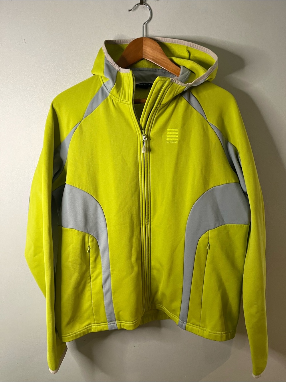 Lands End Jacket Chartreuse (lime green)/Gray Hooded Full Zip Women’s XL